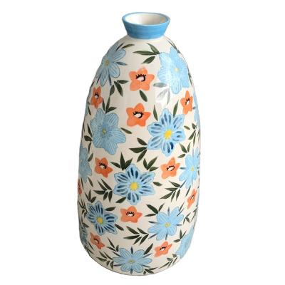 China Modern simple home decoration fresh design ceramic vase and small mouth pastoral style for sale