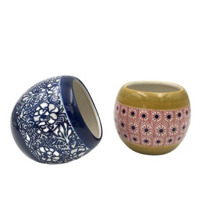 China Heat Resistance Hand Painted Mediterranean Ceramic Pot Planter for sale