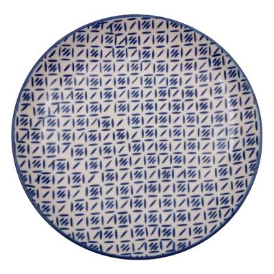 China Sustainable Japan Style Under Glaze Food Round Dessert Plate Blue Color Ceramic Dish for sale