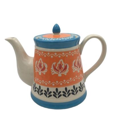 China Sustainable Modern Ceramic Turkish Teapot With Colorful Painting for sale