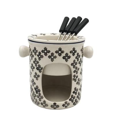 China Viable Hand Painted Ceramic Fondue Mug for sale