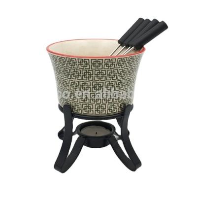 China Viable High Quality Handmade Ceramic Chocolate Fondue Set for sale