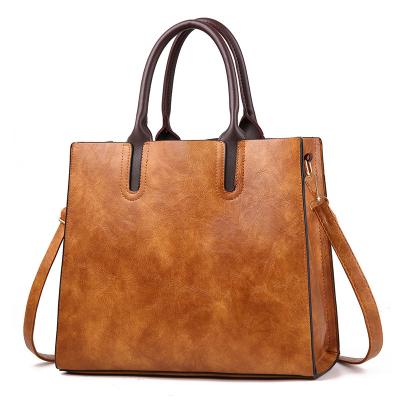 China Other Factory Hot Sale Solid Color Vintage Cross - Body Shoulder Bag Leather Tote Handbags for sale