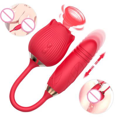 China Hot Selling Silicone+ABS Waterproof Silicone Amazon Clit Sucking Rose Vibrator Nipple Stimulator Clit Sucker For Women for sale