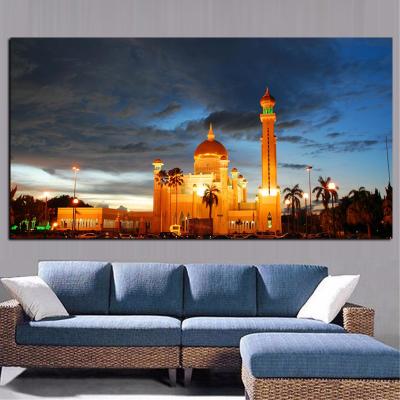 China Luxury/Waterproof+ECO-Friendly HD Religious Poster Islamic Masjid Mosque Sunset Print on Canvas Landscape Wall Painting for sale