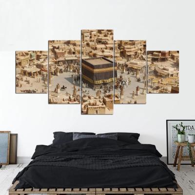 China High Quality Modern Muslim Home Picture Modern 5 Panel Decor Wall Art Islamic Islam for sale