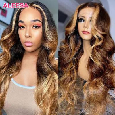 China Hot Sale Highlight Body Wave Lace Front Human Hair Wig, Highlight Wig Hair Lace Front Brazilian Wig, Body Wave 12a Hd Lace Frontal Wig for sale