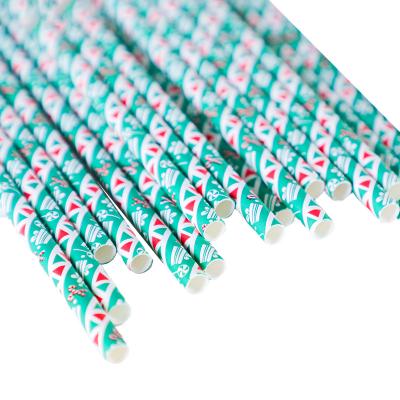 China Maochun Christmas Aseptic Disposable Decoration Supplies Paper Straw, Creative Eco-Friendly Blue Straw, Wholesale Party Supply for sale