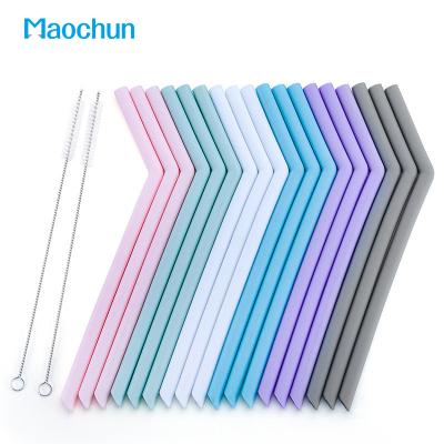 China Art Decor Maochun Eco-Friendly Bendy Reusable Silicone Drinking Straws with Brush and Portable Straw Case, Food Grade Rich Colors for sale