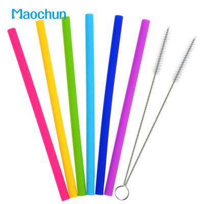 China Art Decor Maochun Hot Sell Food Grade Reusable Silicone Drinking Straw, Juice and Bubble Tea Eco-friendly Silicone Straight Straw for sale