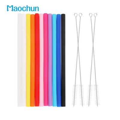 China Art Decor Maochun Top Bubble Tea Silicone Straws With Cleaning Brush, Household Use Reusable Drinking Straws, Brand Logo Printed Available for sale