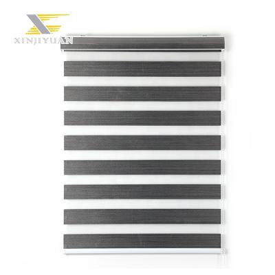 China Contemporary High Quality Black Breathable Window Shade Double Layer Hand Control Zebra Blinds for sale