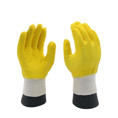 China General Purpose China Factory Logo Full Dipped Crinkle Rubber Custom Latex Coated Cotton Industrial Gloves PPE Heavy Duty Working Glove for sale