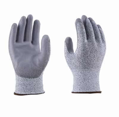 China Anti 5 Excellent Expandability CE 13G Cut Level PU Coated Cut Resistant Gloves for sale