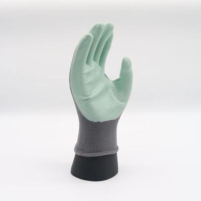 China Wearable comfort; Good Grip In Environment Wet And Oily CE 13G Gray Liner Guantes Green Nitrile Coated Anti Abrasion Anti Slip Work Protective Gloves for sale