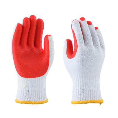 China Personal care; CE White And Red Vibration Anti Slip Liner Polycotton Rubber Work Gloves Waterproof for sale