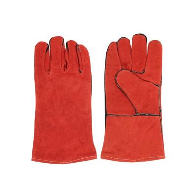 China High Quality Abrasion Resistant Welding Glove With CE Certification Red Anti-Puncture Safety Leather Gloves for sale