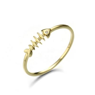 China FASHIONABLE Cute Girls Design Fishbone Ring Available Size 9K Gold 5/6/7/8/9 fast shipping for sale