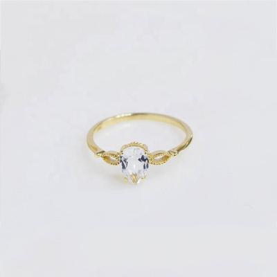 China TRENDY Gemstone Topaz Solid 9K White Yellow Gold Ring Women Jewelry Available Fast shipping 2pcs a lot for sale