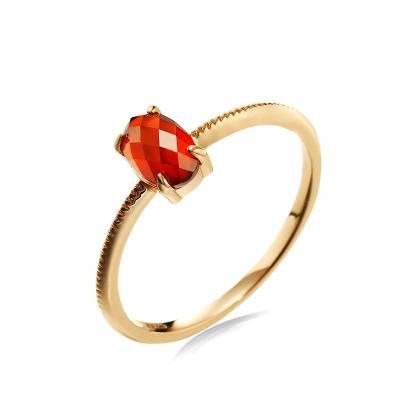 China FASHIONABLE Gemstone Garnet Fashion Jewelry Solid 9K Gold Ring Available Fast Shipping custom made yellow 2pcs a lot for sale