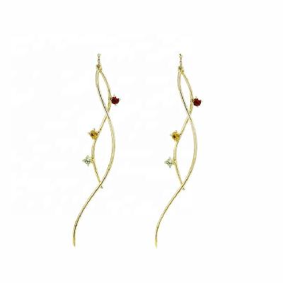 China Fine Jewelry Gold Colored Crystal Real 9K Wire Fashion Earring Fine Online Order FASHIONABLE Fast Shipping for sale