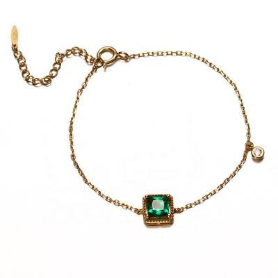 China FASHIONABLE Fine Jewelry Emerald Cz Authentic Solid 9K Gold Bracelet for sale