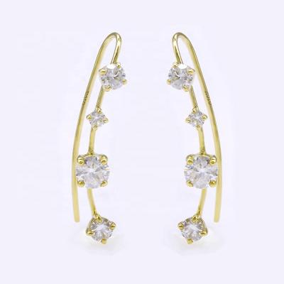 China Designer Jewelry Solid 10K Yellow Gold TRENDY Real Styling Earrings With Moissanite Fast Delivery for sale