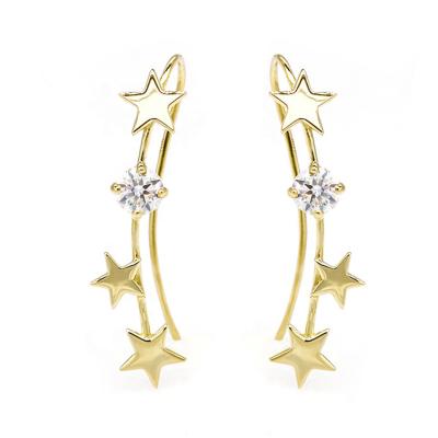 China Trendy Sale 10K Solid Gold Star Jewelry Ladies Jewelry Online Yellow Earrings With Moissanite for sale