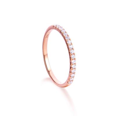 China 100% Real 585 White Solid CZ Rose Gold Ring 14K TRENDY Engagement Band For Ladies Jewelry Fast Shipping for sale