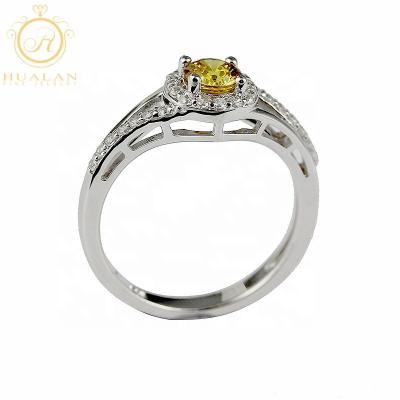 China CLASSIC Wedding Ring Diamond With Natural Citrine Gemstone White Gold Best Seller Jewelry for sale