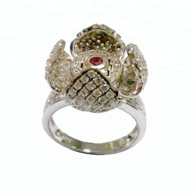 China CLASSIC Flower Rings Jewelry Women 100% Authentic 925 Sterling Silver With CZ pave for sale