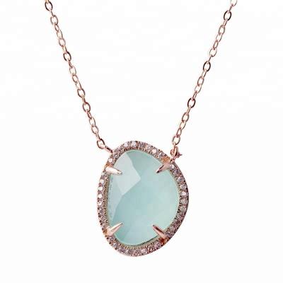 China Rose Gold Plated In Solid TRENDY Silver 925 Wholesale Gemstone Jewelry Necklace Pendant Jewelry for sale