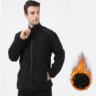 China Anti-wrinkle Custom Black Fashion Sports Gym Zipper Stand Collar Casual Polar Fleece Loose Plus Size Jackets For Men for sale