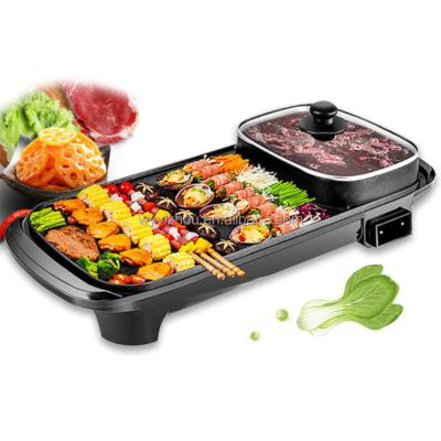 China SALDENES Garage BBQ Professional Electric Grill Pan With Hot Pot Non-Stick Grill for sale