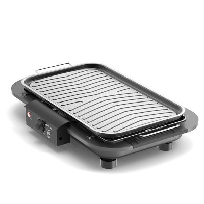 China RV SALDNES Double Heat Electric Grill Stick Stainless Steel Indoor Smokeless Griddle BBQ with Non-Stick Pan for sale