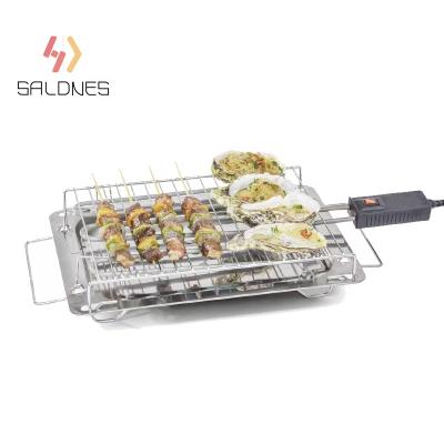 China SALDNES 2022 Household Smokeless Silver Barbecue Stainless Steel Powerful Non-Stick Electric Grills for sale