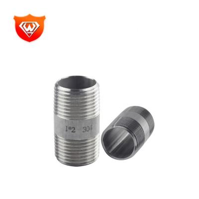 China Superior Quality High Temperature Resistance 304 Stainless Steel Two Ends Male Thread Pipe Nipple for sale