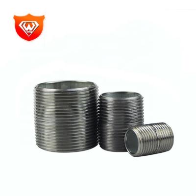 China Piping Connection Good Quality Black Carbon Steel Equal Galvanized Iron Male Thread Nipple for sale