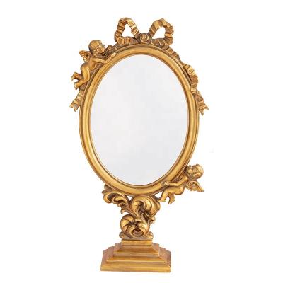 China Custom Lighted Gold Table Makeup Mirror High Quality Mirror Table Top Makeup Mirror for sale