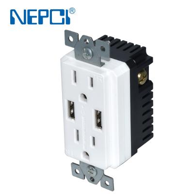 China DC5.0V 2.1A USB Residential Multi-Purpose Wall Outlet XJY-USB-30-A/A American Type Dual Access ETL Listed Wall Mounted USB Receptacle for sale