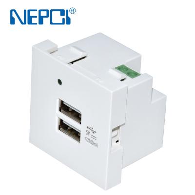 China Mobile Phone NEPCI XJY-USB-17B USB Power Socket Outlet Power Charger , Dual Ports 45*45 Type A+Type A USB Charger for sale