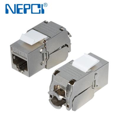 China RJ45 Jack NEPCI XJY-NE-777 , Zinc Alloy Shielded Type Silver Plating Zinc Alloy CAT7 Network Keystone Connector for sale