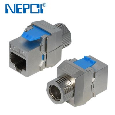 China CAT8 RJ45 outdoor zinc alloy keystone jack NEPCI XJY-NE-888 shielded type silver plating zinc alloy connector for sale