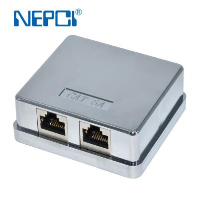 China ABS NEPCI RJ45 Surface Jack Box XJY-NE-180AS CAT6A Dual Ports Network Jack Modular Jack Protected Open Mounted Adapter for sale