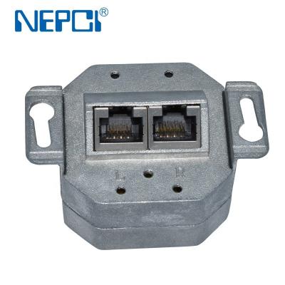 China Wall Mount Ethernet Network Protected Connector Box With Duplex PCB Cat5e Cat6 XJY-NE-106 NEPCI XJY-NE-106 Zinc Alloy Housing Jack for sale