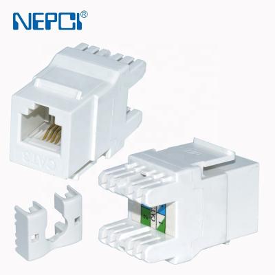 China Factory High Quality UTP Cat3 6P4C 6P6C Phone Module Alloy NEPCI PC Keystone Jack With Shutter for sale