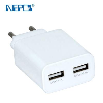 China Mobile Phone EU Travel Charger With 2 USB A Port 5V2.4A 12W XJY-USB-200 NEPCI for sale