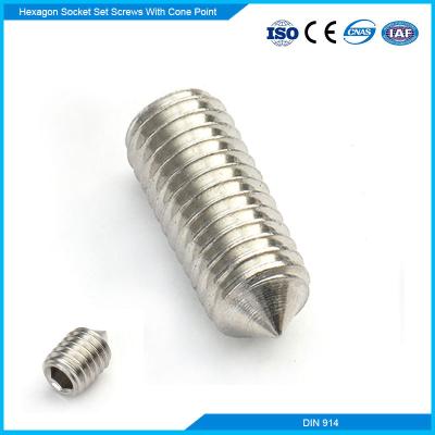 China Stainless Steel DIN914 Hexagon Socket Set Screw With Taper Point A2 A4 Stainless Steel Fasteners Supplier for sale