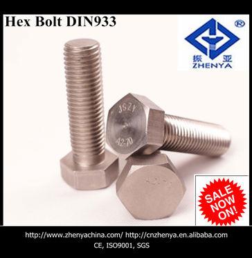 China Stainless steel and carbon steel ss316 a4-70 hex bolt for sale