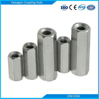 China Stainless Steel Metric Long Hex Coupling Nut With SS304 And SS316 DIN6334 M6~M24 Manufacturer for sale